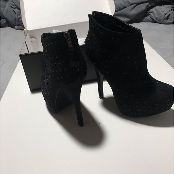 Black rhinestone stiletto booties - Picture 3 of 5